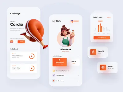 Running App 3d illustration concept design fitness fitness app fitness tracker minimal modern ui design runner running running app sports ui