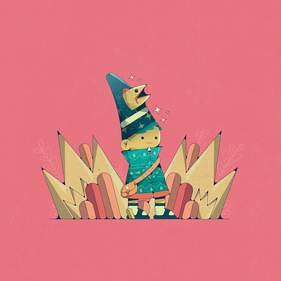 wizard fish 2d character design illustration ilustración merch vector