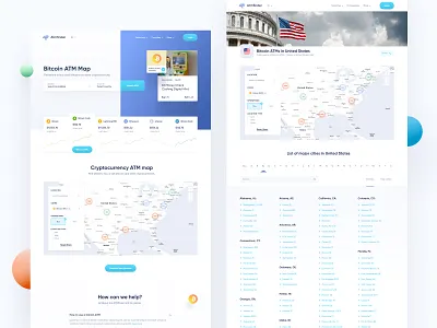 ATM Cryptocurrency finder atm atmfinder bitcoin bitcoin services bitcoin wallet clean cryptocurrency design desktop finder header homepage map minimal ui usa ux web webdesign