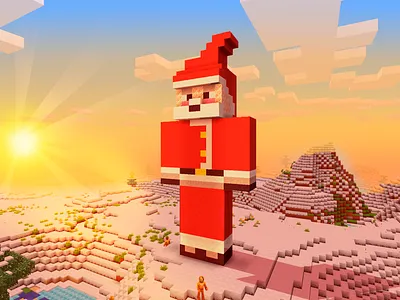 Adorable Santa Claus in RealmCraft Free Minecraft Style Game build craft free minecraft game art game design games landscape minecraft building nature pixel art realmcraft