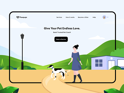 Book Pet Services🐶 artwork booking clean design dog sitter dog walker exercise illustraion minimal pet care pet service product design trainer ui uidesign userexperiencedesign userinterface uxui web web design