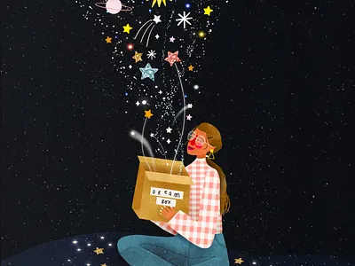 Dream Box female character illustration illustration art illustrator kids illustration