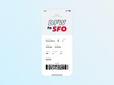 Daily Ui #023 - Boarding Pass app dailui design flat minimal typography ui vector