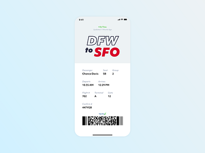 Daily Ui #023 - Boarding Pass app dailui design flat minimal typography ui vector