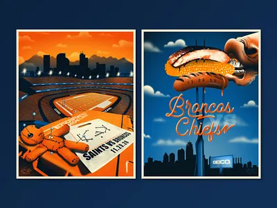2020 Denver Broncos Game Day Posters football illustration nfl posters procreate sports sports design