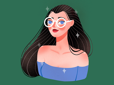 She shines beautiful beauty character drawing girl girl character girl illustration glasses illustration nerdy procreate