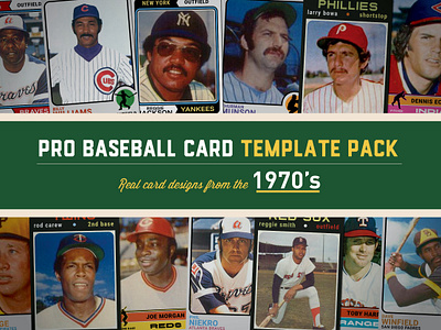 1970's Pro Baseball Card Templates