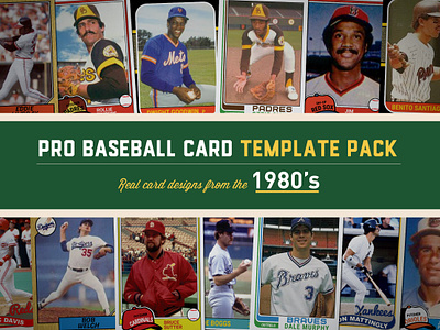 1980's Pro Baseball Card Templates