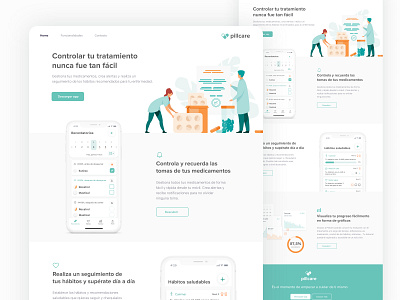 Landing page Pillcare app app design health healthcare landing page medical app medicine ui ux