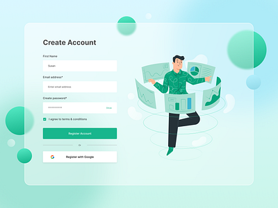 Create account design figma glassmorphism register register form tech ui