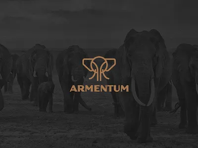 Armentum brand elephant geometric design identity logo