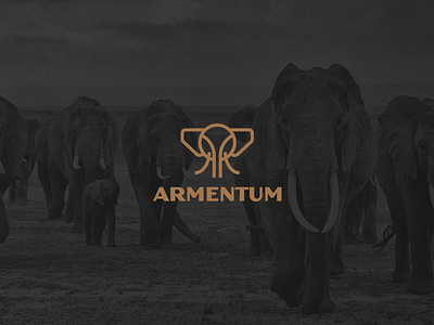 Armentum brand elephant geometric design identity logo