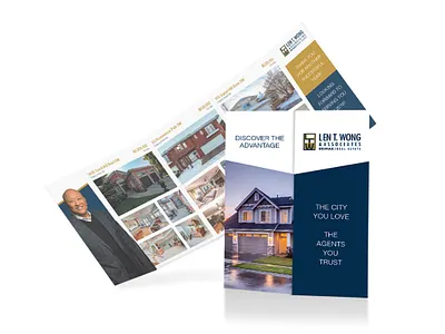 Len T Wong & Associates blue brochure design brochure layout brochure mockup gold print print design printing real estate real estate logo