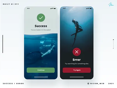 Success / Error Screen | Daily UI Challenge 011 (Success/Error) daily dailyui dailyui011 dailyuichallenge ocean scuba