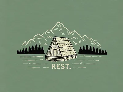 Rest cabin illustration mountain shirt design