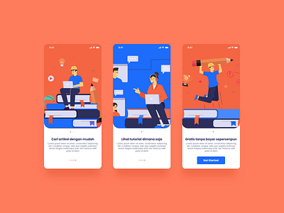 Basic Tips Apps - On Boarding app blue design education illustration mobile onboarding orange ui uidesign user interface