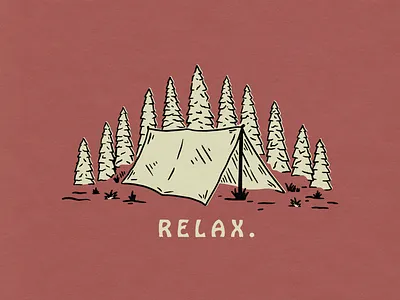 Relax badge lockup outdoor shirt design tent trees