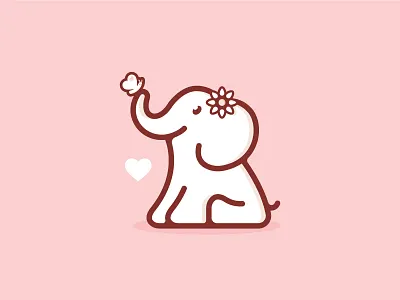 Elephant and Butterfly baby branding butterfly cute cute animal design elephant friend friends illustration illustrator logo love simple vector