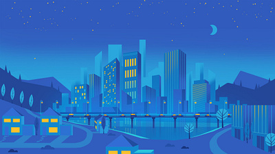 Skyline city illustration night skyline vector