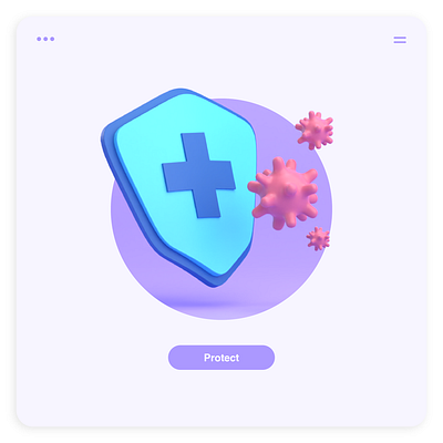 3D Illustration Shield Protect from Virus 3d icon 3d ilustration app healthcare icon illustration logo ui ux web