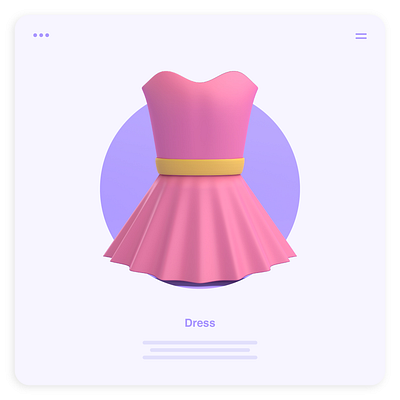 3D ILLUSTRATION ICON DRESS 3d icon 3d ilustration app design fashion icon illustration ui ux website