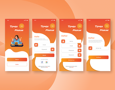 Onboarding login register ecommerce mobile app Temen makan android app aplication app branding ecommerce app ecommerce design graphic design hireme login login screen onboarding onboarding screen online shop online store register form uiuxdesign