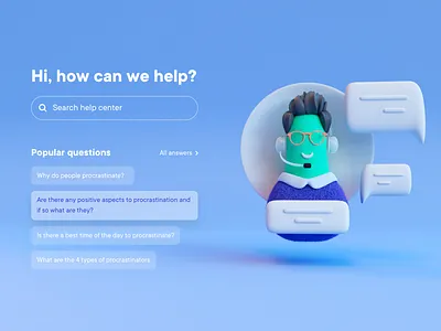 Online Support 3d illustration ui web