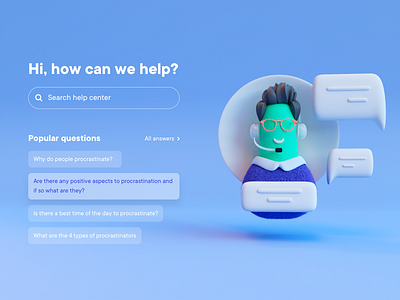 Online Support 3d illustration ui web