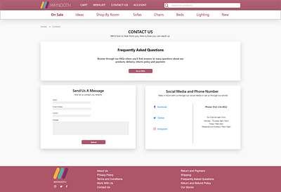 Maynooth Furniture - Contact Us Page adobe xd contact us design maynooth maynooth furniture ui ui design ui ux ui ux design ux web