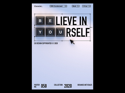 CB Design PC-058 3d believe c4d cinema4d composition keyboards layout minimal minimal poster minimalism motivation motivational quotes poster whitespace