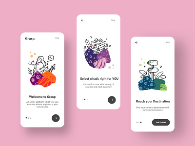 Grasp Learning App app design learning lms minimal study ui ux