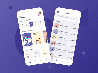 FitMe Home Page app avater body fitness fitness app graphic gym gym app gym logo icon sets icons mobile sirana strong trainer ui ux weight