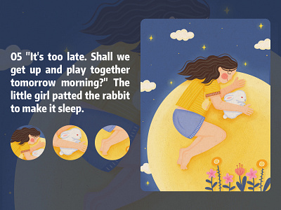 good night story5 girl goodnight illustration moon night rabbit