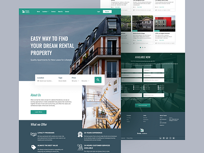 Dream Residence - Real Estate Property apartment architecture house landingpages real estate agency real estate website realestate ui ui design uiux webdesign website design