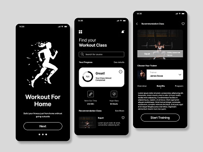 Fitness App 3d animation branding dark mode design fitness graphic design illustration logo mobile app motion graphics ui vector