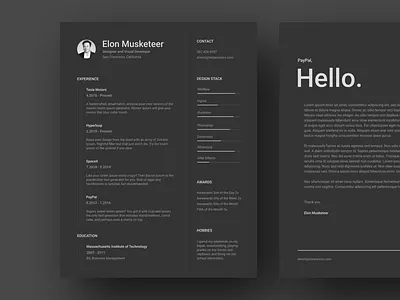 Resume & Cover Letter Template for Figma cover letter cover letter template cv cv design cv resume cv resume template cv template dark dark mode dark theme dark ui figma figma template resume resume clean resume cv resume design resume template yonke