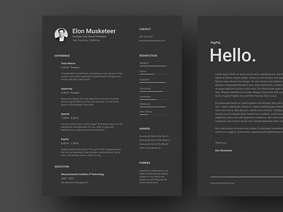 Resume & Cover Letter Template for Figma cover letter cover letter template cv cv design cv resume cv resume template cv template dark dark mode dark theme dark ui figma figma template resume resume clean resume cv resume design resume template yonke