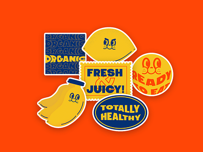 Healthy Sticker Set badge branding design illustration illustrator minimal sticker sticker design stickers visual identity