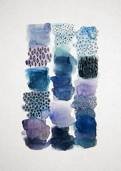 Blue abstract abstract blue illustration painting paper pen rapidograph traditional art watercolor