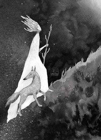 Death folktale week bw concept graphite illustration ink inktober monochrome painting paper pencil traditional art