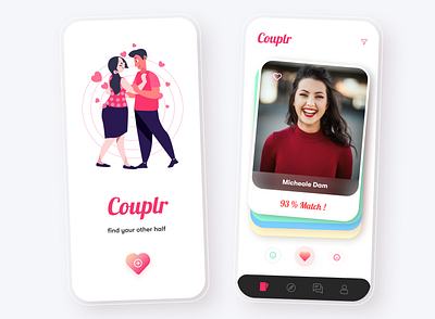 Couplr- Dating App 2d 3d appdesign boyfriend clean companion dating dating app datingapp friend girlfriend illustration minimal partner typography