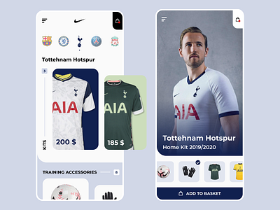 Nike + Tottenham store concept - mobile app ball branding colors design football football app football club mobile mobile app mobile app design mobile design nike shop shopping soccer sport store ui design