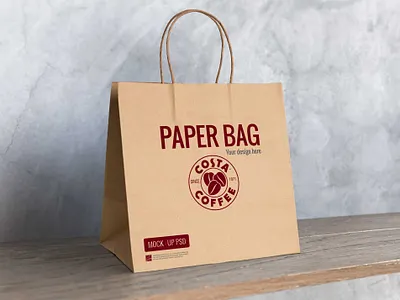 Free Standing Cafe Paper Bag Mockup download mockup mockups psd