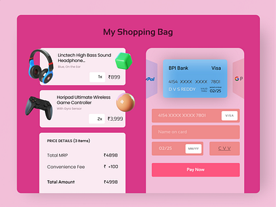 Credit Card Checkout 2d 3d app cartcheckout checkout credit card checkout pinky