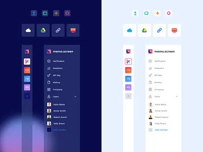 Sidebar Menu Glassmorphism 2021 trend blur cloud app cloud service colorful concept dark mode dark theme figma glassmorphism icons menu bar side menu sidebar transparency transparent ui design user inteface ux design web