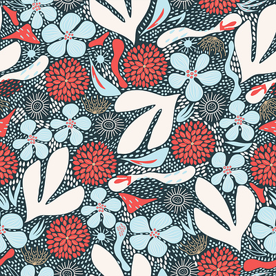 Scandi floral tile. Folk & nordic. brand design branding clipart creative market flat flower flowerspattern hand drawn pattern design seamless pattern seamlesspattern vector