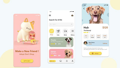 Pet adopt app adobexd app design ui