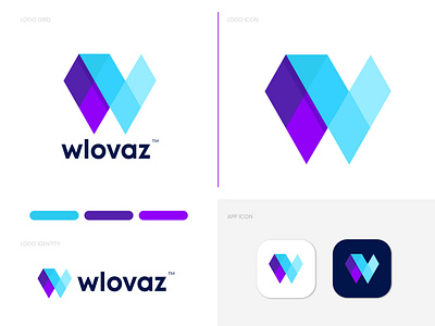 Modern W+V logo for wlovaz abstract app icon brand identity brand identity design branding colorful creative logo gfxhouse illustration letter logo lettermark logo designer logo mark logodesign logotype modern logo overlay w v