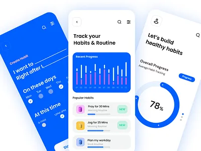 Track Habit App - First Draft analytics app app design application dashboard ui design flat habit tracker habit tracking app mobile mobile app mobile app design mobile application mobile design mobile ui ui ux