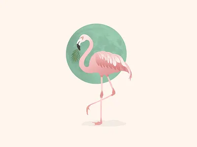 Flamingo design digital illustration digitalart drawing flamingo green illustration illustration art moon pastel picture pink vector vectorart